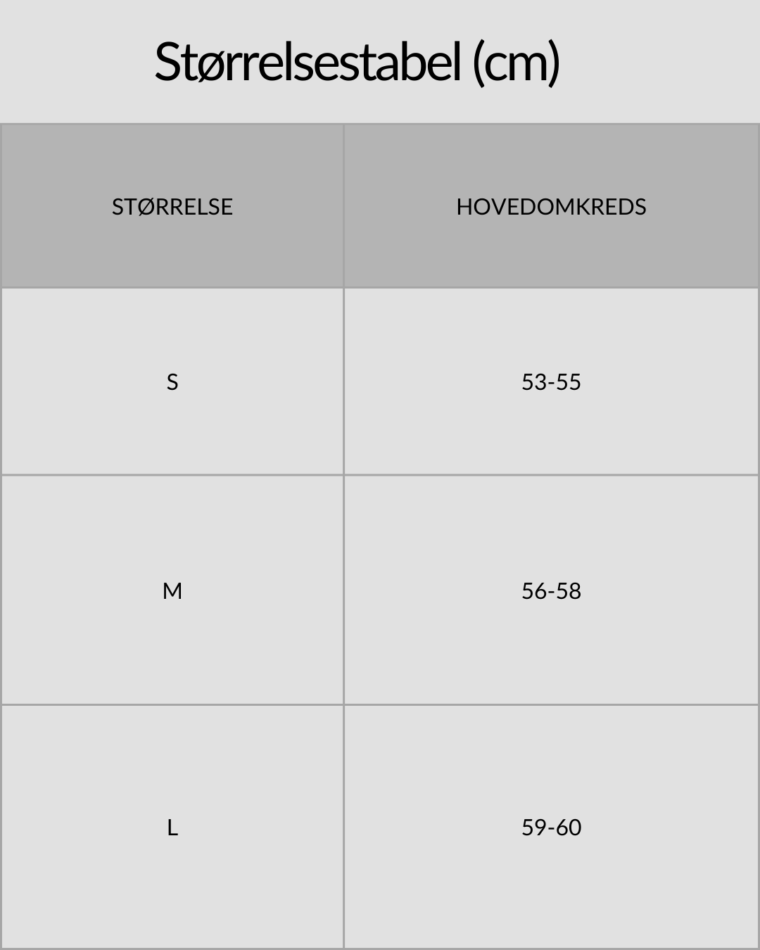 SURFMORE Neopren Hætte (3mm) - Størrelsestabel