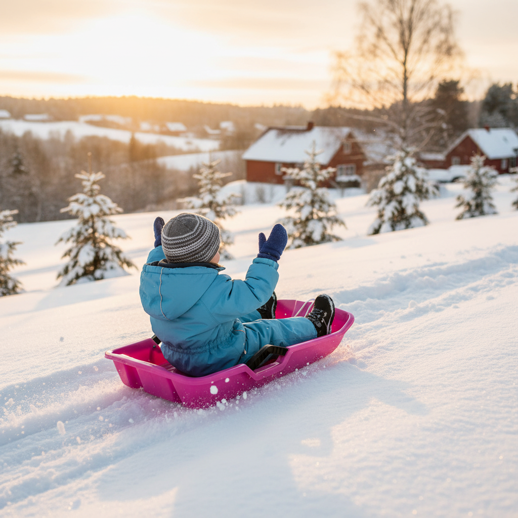 SnowRider Babyskoter med Bromsar och Dragsnöre - Rosa