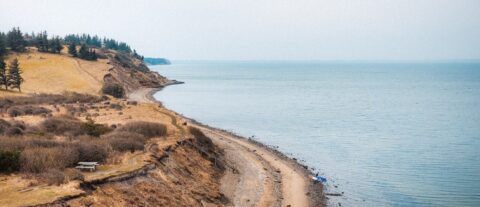 Vi står på paddleboard ved øen, Fur!