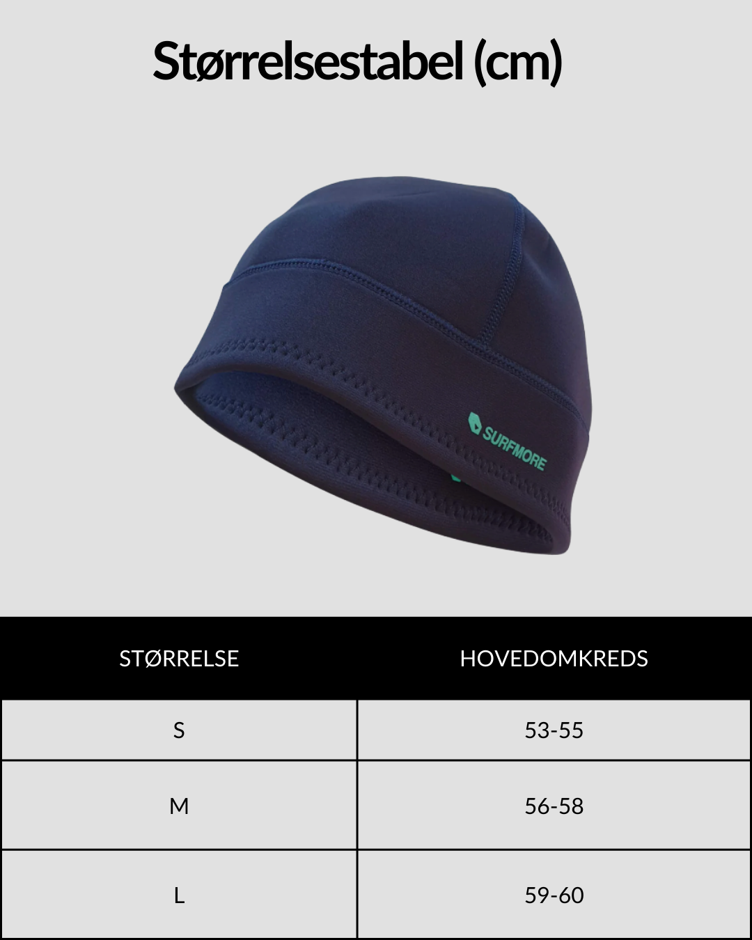 SURFMORE Neopren Hue (2.5mm) i blå med størrelsesguide