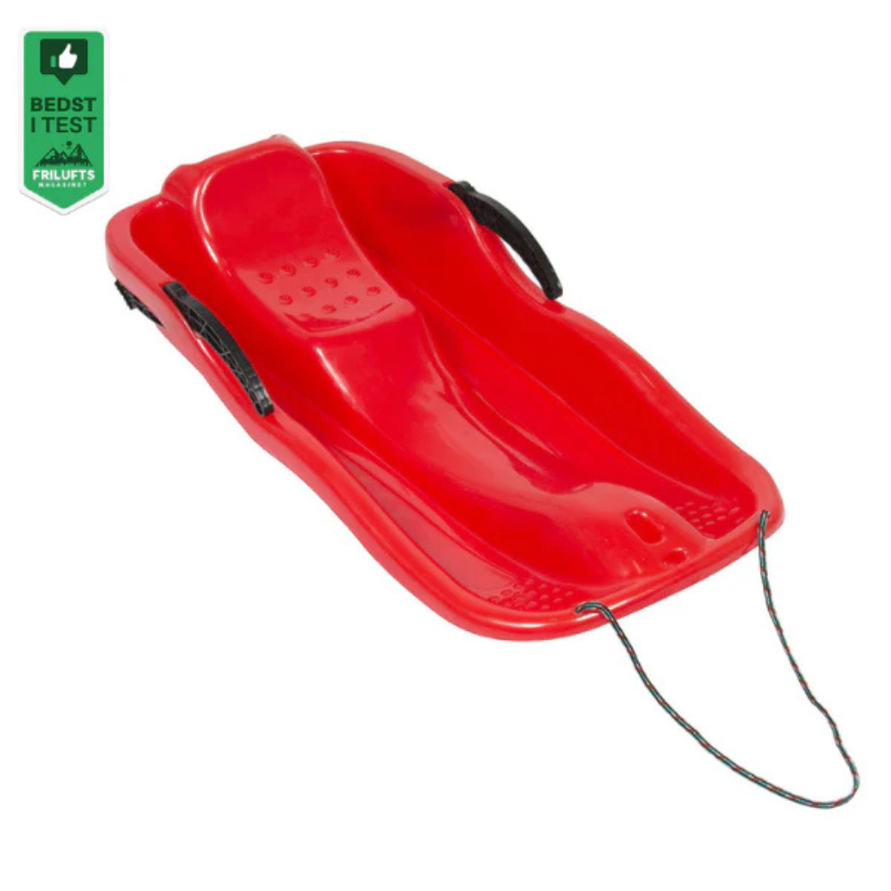 Bobslæde med bremse og træksnor - Rød