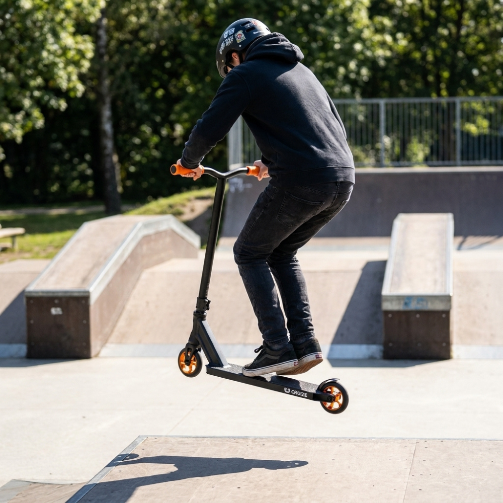 Dreng hopper på Cruze Core Trick Løbehjul i skatepark