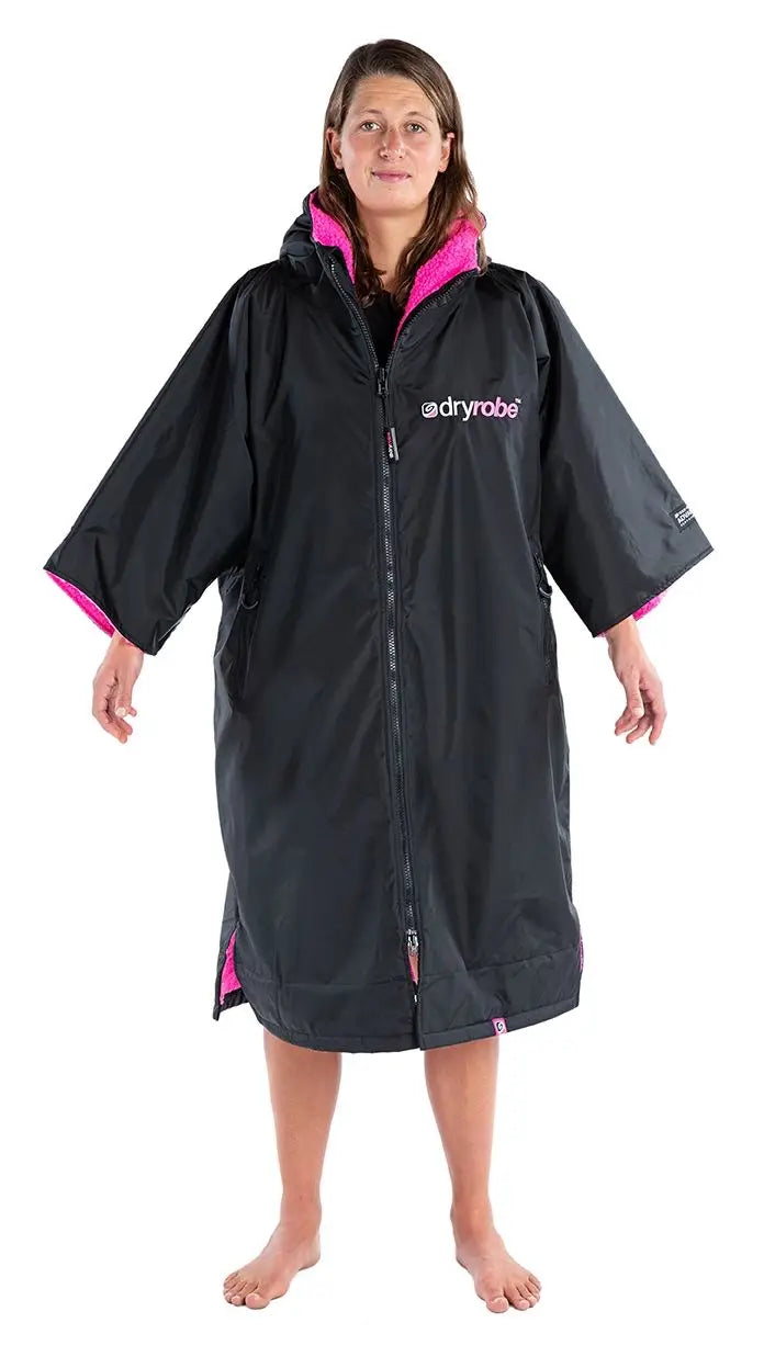 dryrobe Advance Kortärmad V3 - Liten - Svart/Rosa