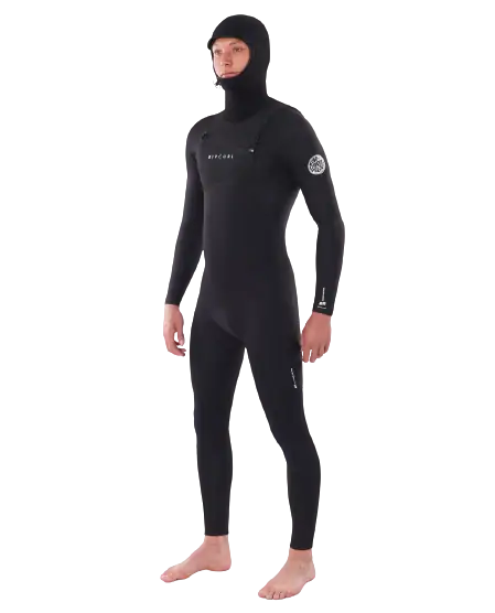 Rip Curl Dawn Patrol Hood (6/4 mm GB) C-Zip våtdräkt för män - XL - Svart