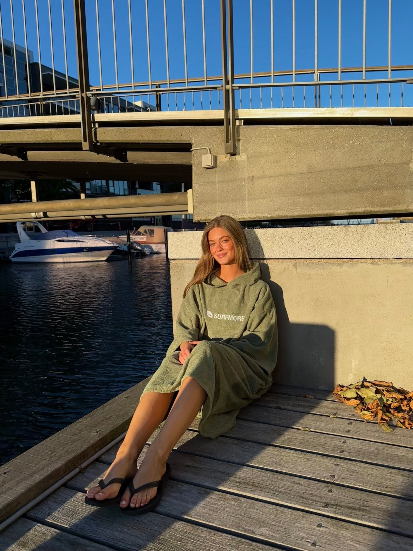 SURFMORE badeponcho til voksne - Bomuld - Seagreen